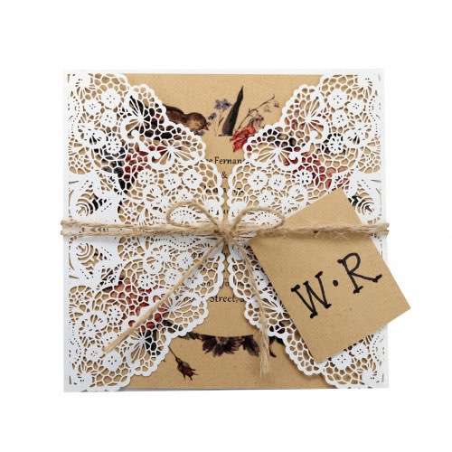 Brown Paper Card Laser Invitation Card Wedding Invitations Customization